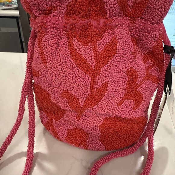 Beaded Classic Rose Drawstring Bucket Bag Pink/Red - Kate Spade NY + Target NWT - Picture 8 of 8